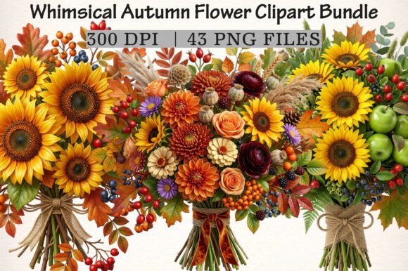 Download Whimsical Autumn Flower Clipart Bundle - Premium Resources