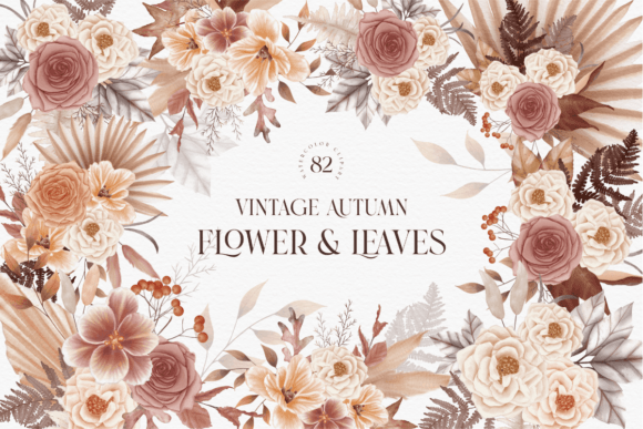 Download Vintage Autumn Flower Leaves Collection - Premium Resources