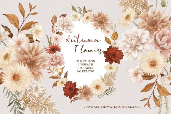 Download Watercolor Autumn Flower Clipart - Premium Resources
