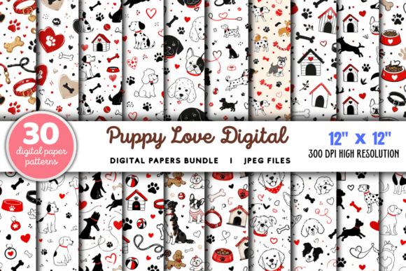 Download Puppy Love Digital Paper Bundle - Love digital paper Collection