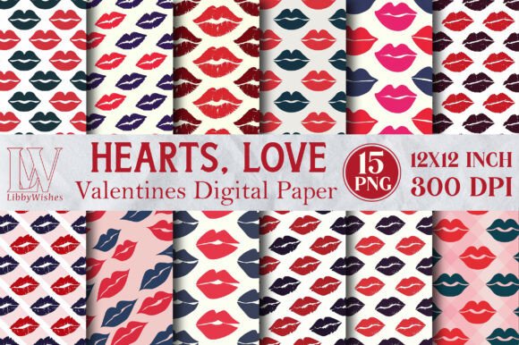 Download Kisses, XOXO, Love Digital Paper - Love digital paper Collection