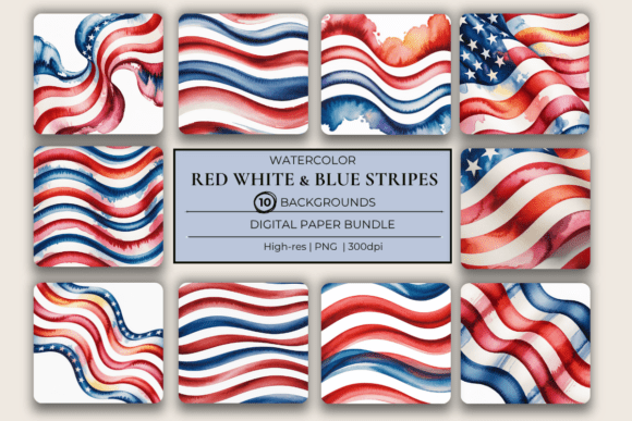 Download USA Watercolor Stripes Red White &amp; Blue - Stripes Collection