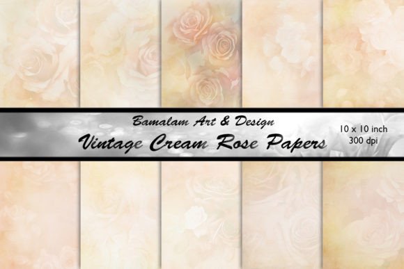 Download Vintage Cream Rose Scrapbook Papers - Cream Collection