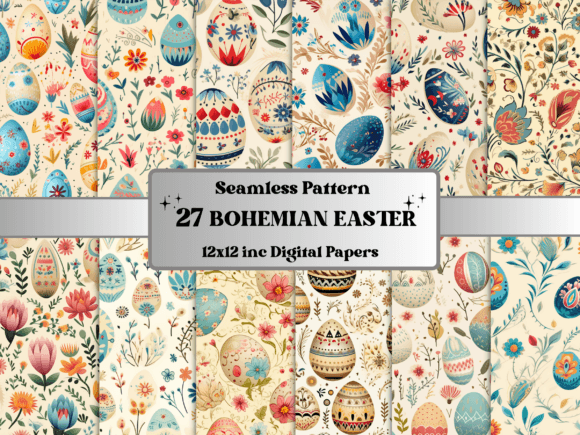 Download Seamless Bohemian Easter Pattern Paper - Easter pattern Collection