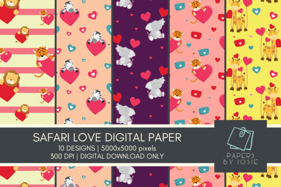 Download Safari Animal in Love Digital Paper - Love digital paper Collection