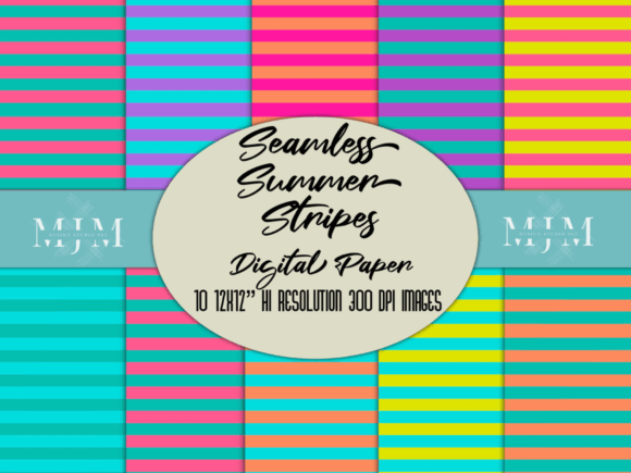 Download Summer Stripes Digital Papers Set - Stripes Collection