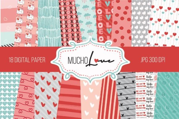 Download Mucho Love Digital Paper - Love digital paper Collection