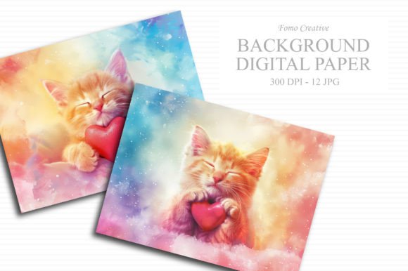 Download Feline Love Digital Paper - Love digital paper Collection