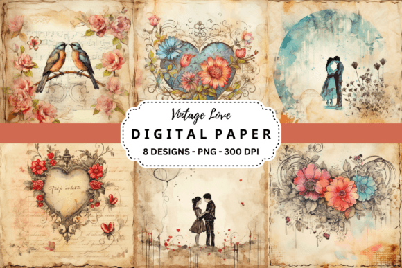 Download Vintage Love Digital Paper - Love digital paper Collection