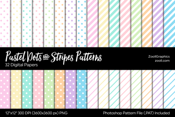 Download Pastel Dots and Stripes Digital Papers - Stripes Collection