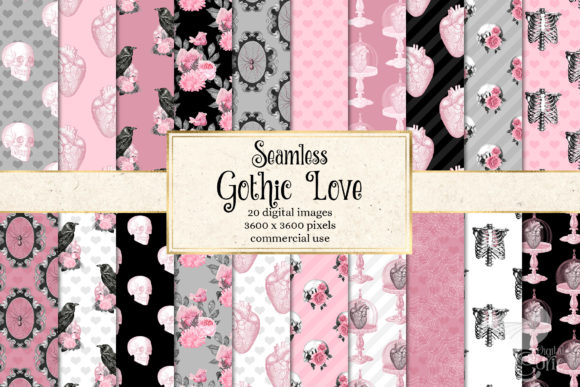 Download Gothic Love Digital Paper - Love digital paper Collection