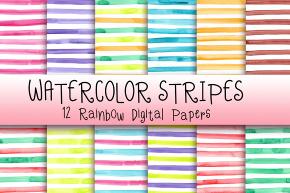 Download Watercolor Stripes Digital Papers - Stripes Collection