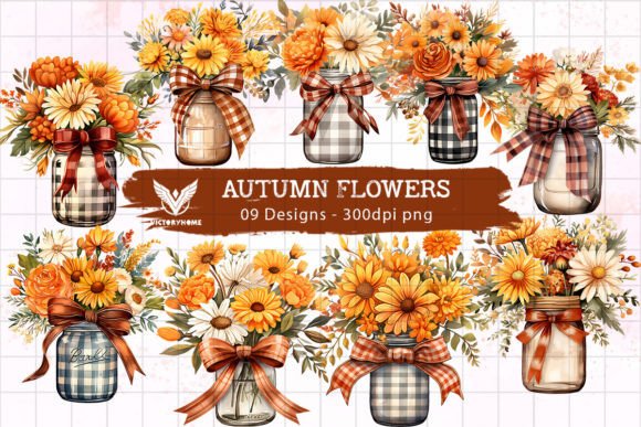Download Autumn Flowers Sublimation Clipart - Autumn flower Collection