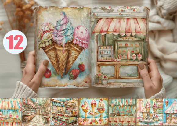 Download Vintage Ice Cream Parlour Junk Journal - Cream Collection