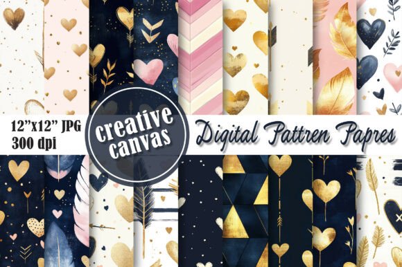 Download Cute Heart &amp; Love Digital Paper Bundle - Love digital paper Collection
