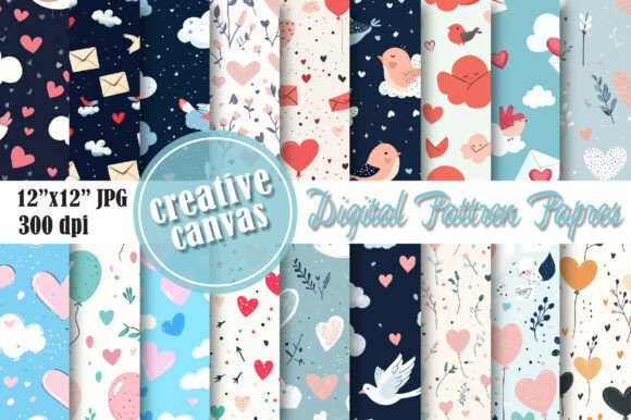 Download Valentine Heart &amp; Love Digital Paper - Love digital paper Collection