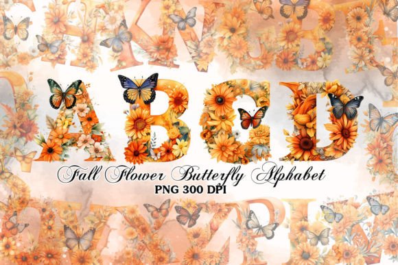 Download Fall Flower Butterfly Alphabet Clipart - Premium Resources