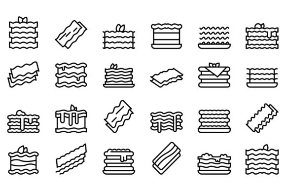 Download Lasagna Icons Set Outline Vector. - Lasagna Collection